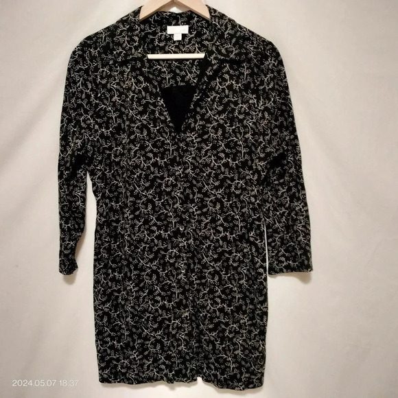 J Jill Size Medium Button Tunic Shift Dress floral pattern long sleeves - Picture 1 of 10